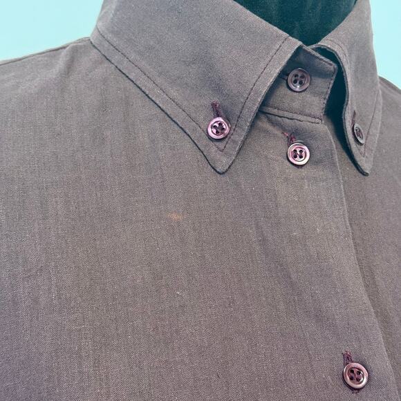 Vintage Alexander McQueen Mens Italian Burgundy Button Up Shirt RARE Size 46 - Picture 3 of 12